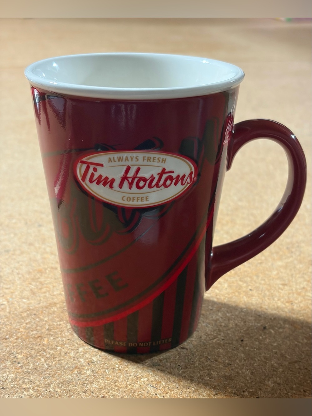 Tim Hortons 16oz Limited Edition Red Ceramic Coffee Tea Mug 2008